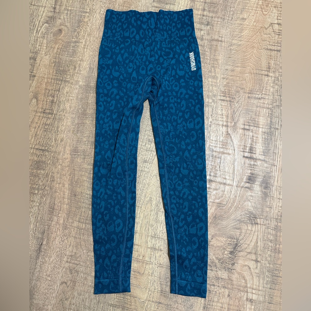 GYMSHARK Blue Leopard Print Leggings